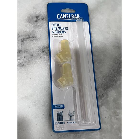 CamelBak Eddy & Groove Bottle Bite Valves & Straws 2-Pack Clear Yellow New - Picture 1 of 5